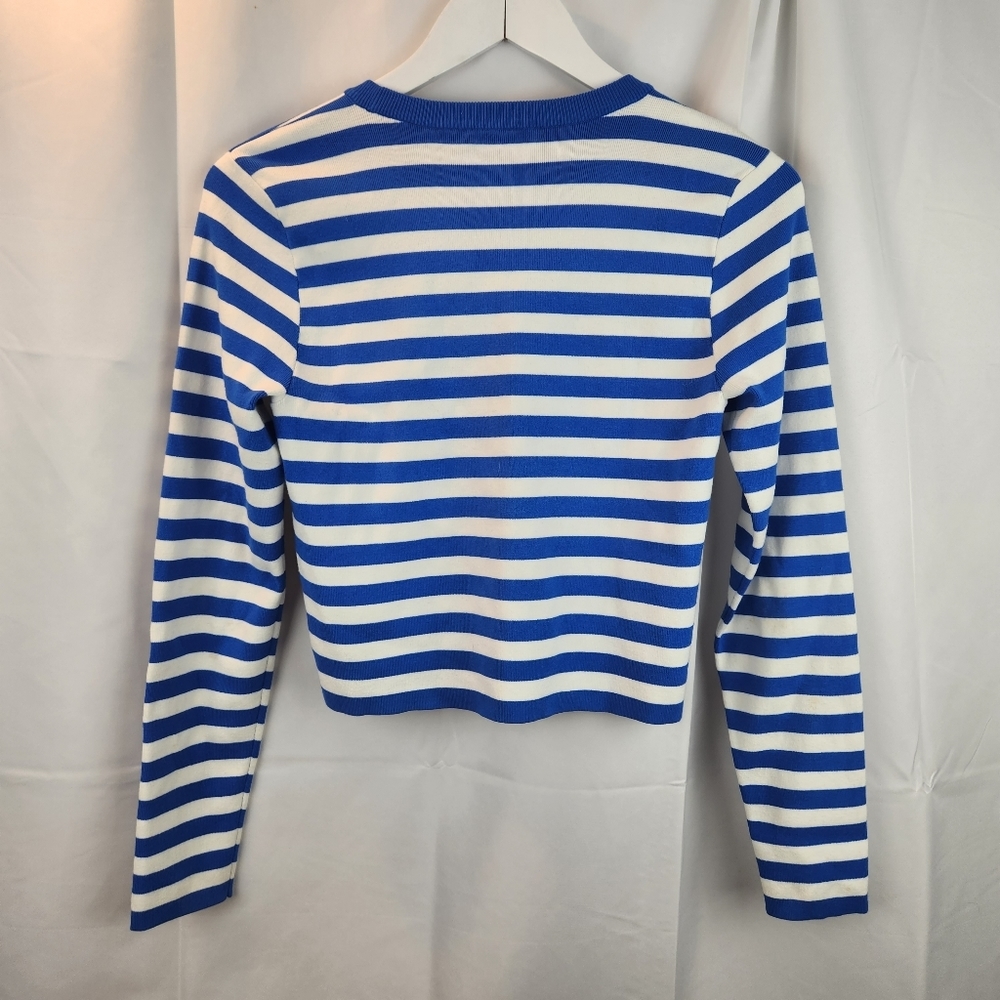 Alice + Olivia Striped Blue and White Crop Top - Picture 10 of 11